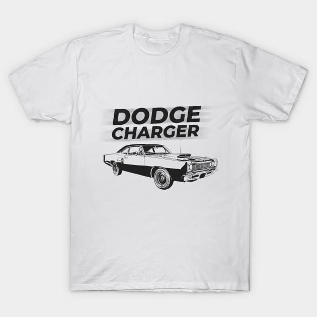 Dodge Charger Classic Car outline T-Shirt by Den Vector